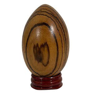 Handmade Africa Zebrawood Decorative Egg + Stand Easter/5th Anniversary Gift